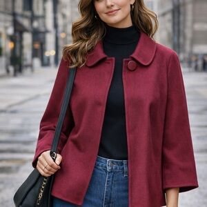 HARVÉ BENARD WOMEN’S WOOL BLEND JACKET PETER PAN COLLAR SZ 1XL